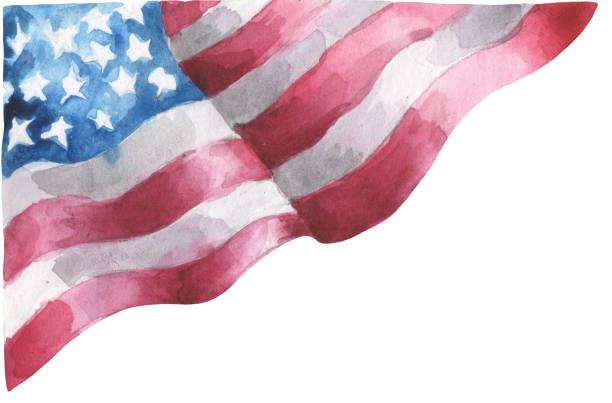 illustrazioni stock, clip art, cartoni animati e icone di tendenza di bandiera ad acquerello degli stati uniti d'europa - american flag fourth of july watercolor painting painted image