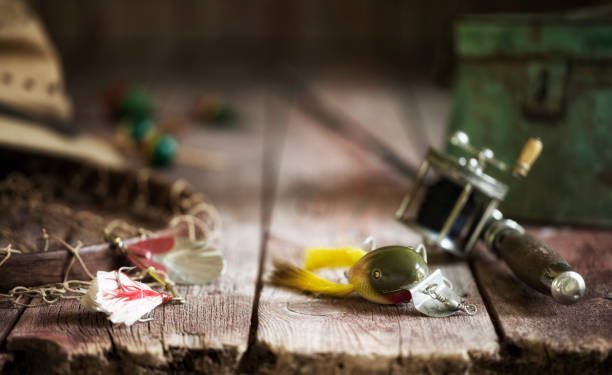 istock Vintage Fishing Tackle Background 1157216413