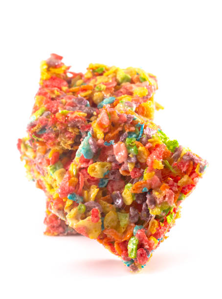 istock Fruity Cereal Marshmallow Treat Bars Isolated on a White Background 1157221670