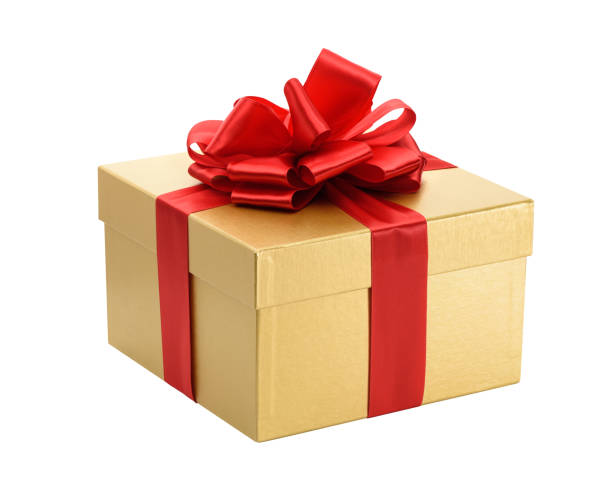 istock Golden gift box isolated on a white background 1157222702