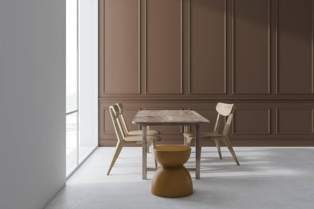 istock Side view of minimalistic beige dining room 1157225323