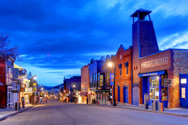 Park City, Utah, USA - April 25, 2019: Morning view of the Park City Museum in the Main Street Historic District