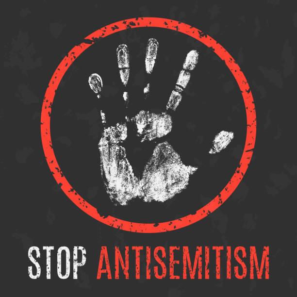 vektor-illustration. soziale probleme der menschheit. schluss mit dem antisemitismus. - anti semitism stock-grafiken, -clipart, -cartoons und -symbole