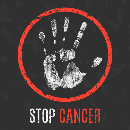 Conceptual vector illustration. Human diseases. Stop cancer