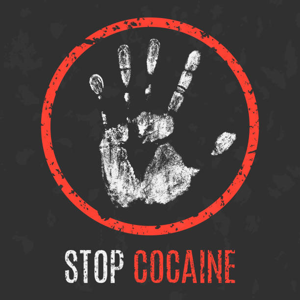 Conceptual vector illustration. Social problems of humanity. Stop cocaine. Conceptual vector illustration. Social problems of humanity. Stop cocaine drug cartel stock illustrations