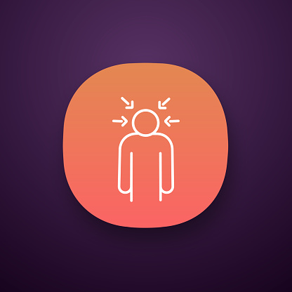 Nervous tension app icon. Stress. Psychological pressure. Anxiety. Self condemnation. Emotional stress symptom. Vector illustration