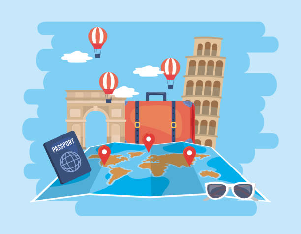 istock global map location with air balloons and passport 1157236129