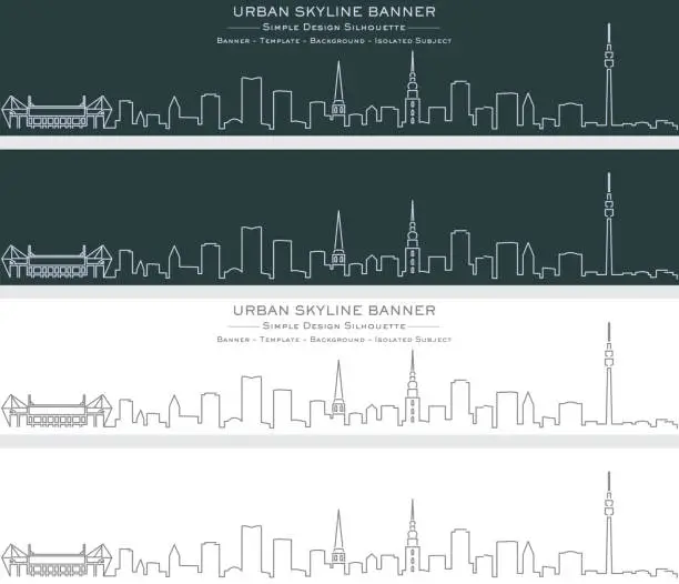 Vector illustration of Dortmund Single Line Skyline Profile Banner