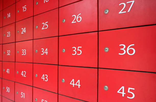 istock Cabinet Post office Box with numbers for background. 1157241894