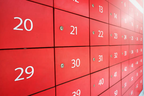 istock Cabinet Post office Box with numbers for background. 1157241903