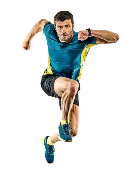 istock mature man running runner jogging jogger isolated white background 1157243066