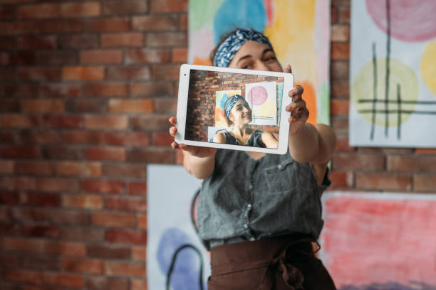 creative blogger talented artist tablet selfie