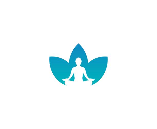 ilustraciones, imágenes clip art, dibujos animados e iconos de stock de logotipo de la flor de yoga - posición del loto