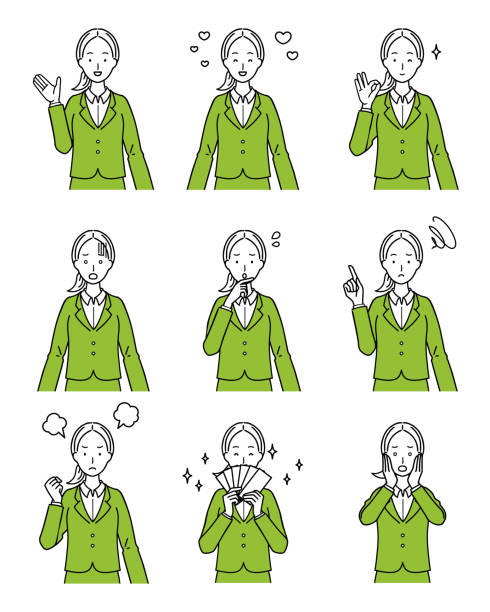 Expression variation set of business woman. Expression variation set of business woman. guidance illustrations stock illustrations