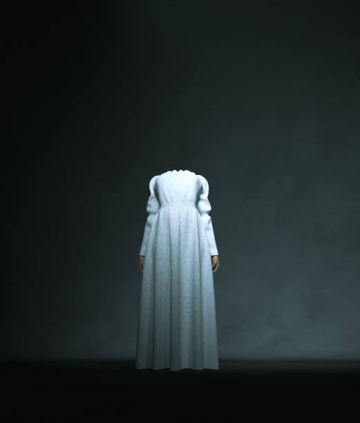 Headless ghost woman in white stock photo