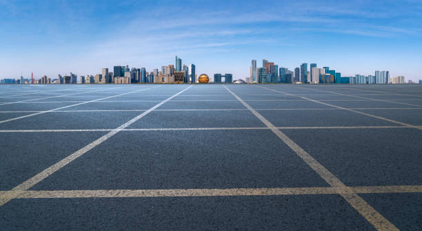 istock Road and skyline of urban architecture 1157249928