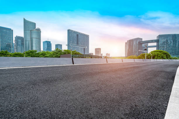 istock Road and skyline of urban architecture 1157249949