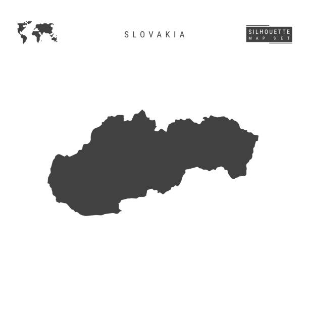 흰색 배경에 격리 된 슬로바키아 벡터 맵입니다. 슬로바키아의 높은 상세한 검은 실루엣지도 - slovakia stock illustrations