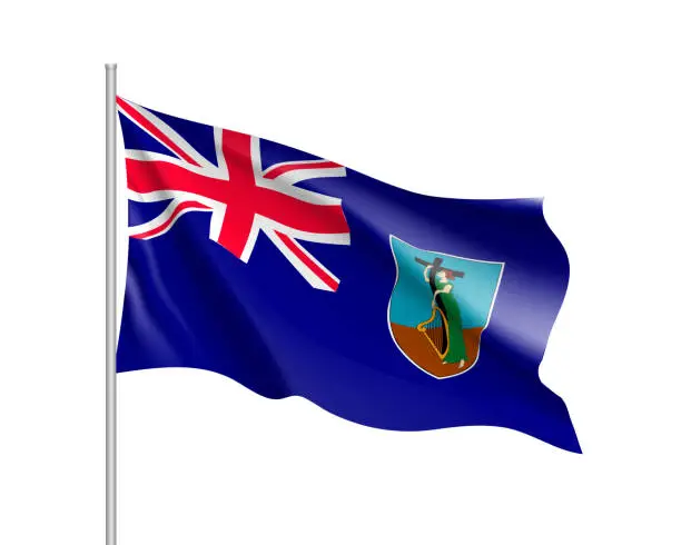 Vector illustration of Waving national flag of Montserrat Island