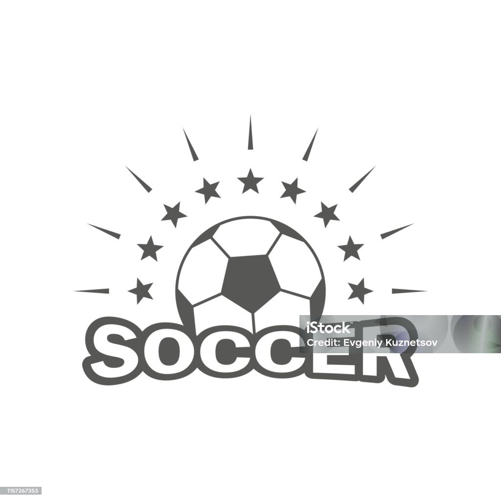Símbolo deportivo de un club de fútbol. Rayos de bolas y estrellas con texto - arte vectorial de Anticuado libre de derechos