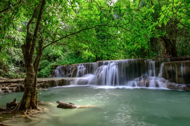 Photo of Beautiful waterfall is name Hua mae kamin waterfall in Erawan National Park, Kanchanaburi province, Thailand.