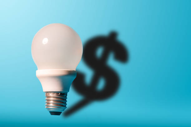 istock Good idea it's money. Light bulb on bright blue background with a dollar sign shadow. 1157268454