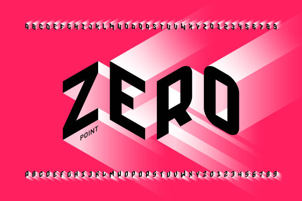 Isometric 3d font design, three-dimensional alphabet letters and numbers vector illustration