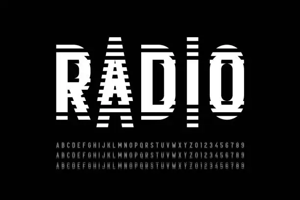 Vector illustration of Radio wave style font