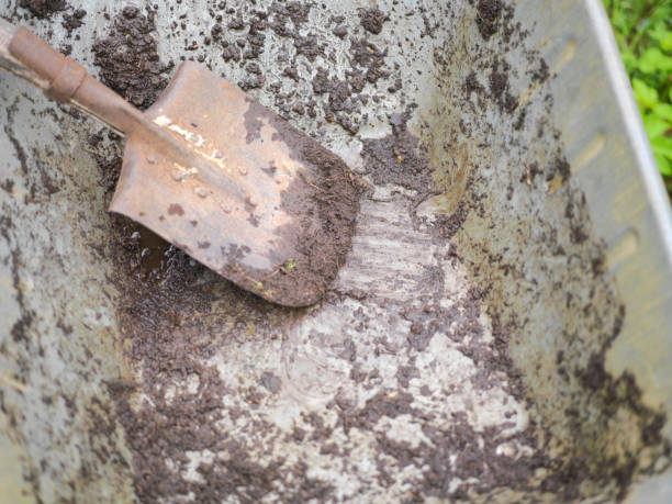 istock shovel in a dirty garden trolley 1157270827