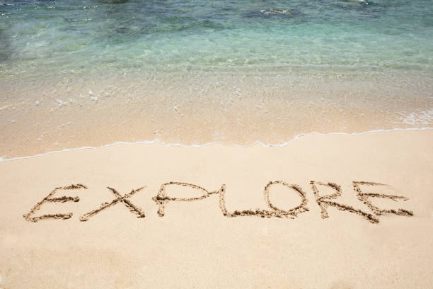 istock Explore Text Written On Sand Near The Sea 1157272877