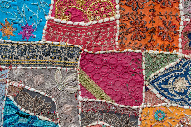 istock Detail old patchwork carpet, India. Close up 1157274653