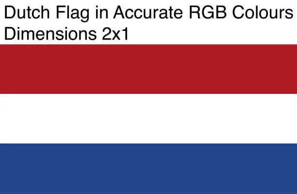 Vector illustration of Dutch Flag in Accurate RGB Colors (Dimensions 2x1)