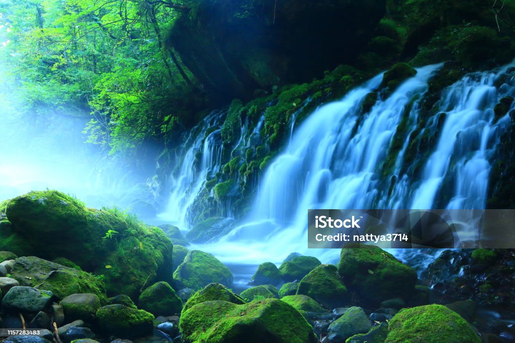 Akita Prefecture Summer Waterfall River Stock Photo