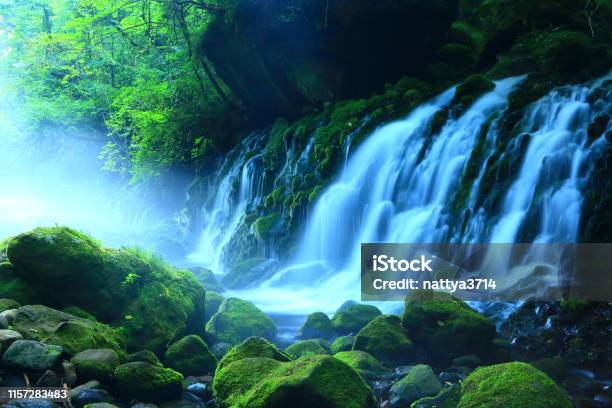 Akita Prefecture Summer Waterfall Stock Photo - Download Image Now - River, Waterfall, Japan