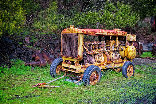 Rusty old disused gold mining equipment at Walhalla in Victoria's gold fields.