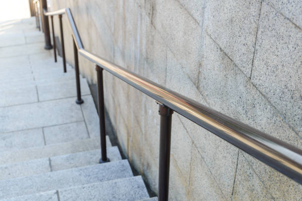 istock Outdoor steel railing with stair - modern architecture 1157287125