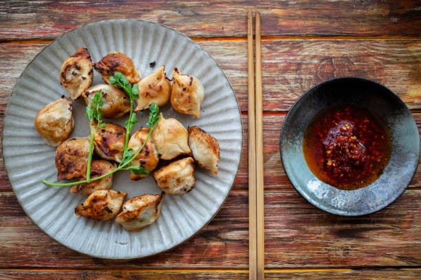 istock Chinese breakfast: fried Jiaozi and tomato egg soup 1157288296