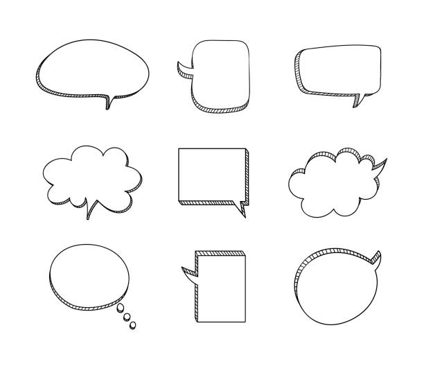 Vector Doodle Frames Set Isolated on Whtie Background, Hand Drawn Speech Bubbles Collection, Outline Drawings. Vector Doodle Frames Set Isolated on Whtie Background, Hand Drawn Speech Bubbles Collection, Outline Drawings, 3D Illustration. pen and marker stock illustrations