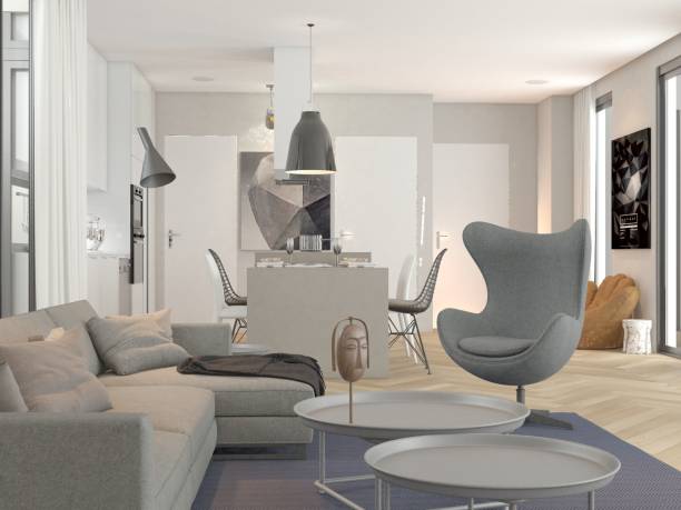 istock 3d render. Modern style furnished living room interior. 1157294515