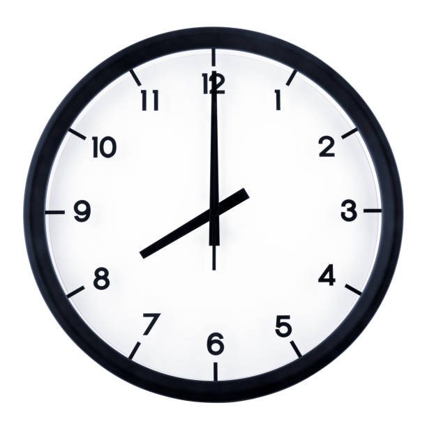 istock Classic analog clock pointing at 8 o'clock, isolated on white background 1157297007