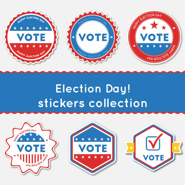 день выборов!. коллекция наклеек. - vote button stock illustrations