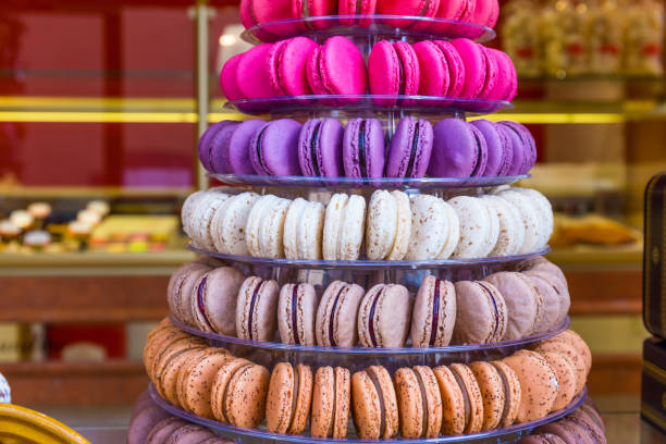 istock traditional french colorful macarons on bakery 1157301280