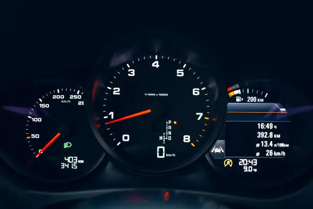 Modern car dashboard with backlight