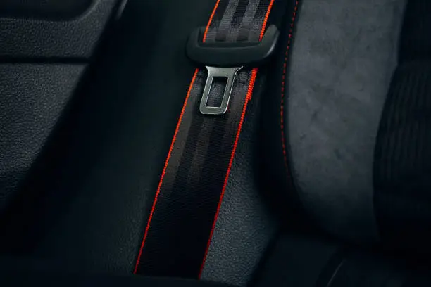 Car red and black seatbelt