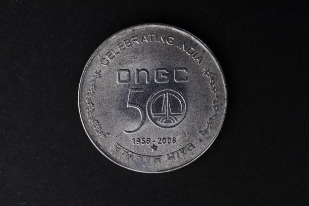 istock FIVE rupi coine Celeebrating INDIA ONGC 50 years Mumbai 1157309049