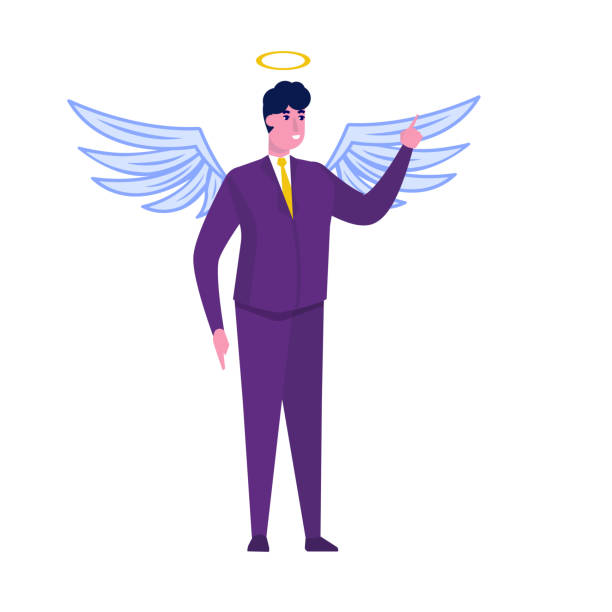 istock Businessman in angel  suit. Vector character illustration 1157311244