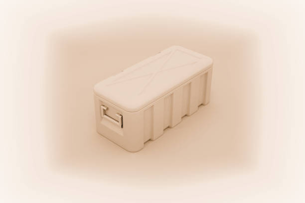 Military box with explosive isolated on white. 3D illustration.