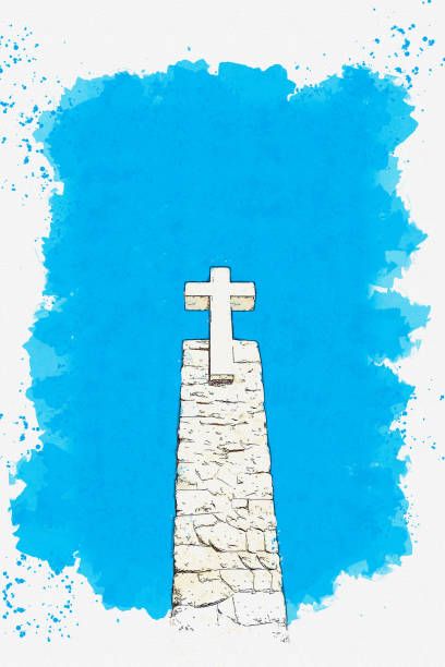 krzyż chrześcijański w sintrze - cabo da roca zdjęcia i obrazy z banku zdjęć
