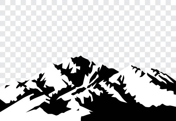 벡터에서 흑백 산 그림 - extreme terrain mountain range mountain landscape stock illustrations