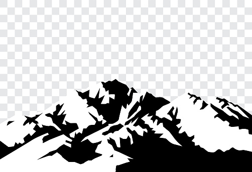 Vector illustration of black and white mountain